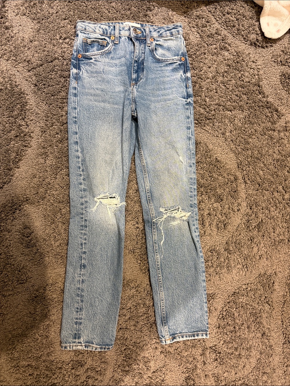 Women’s Light Blue Distressed High-Rise Zara Jeans